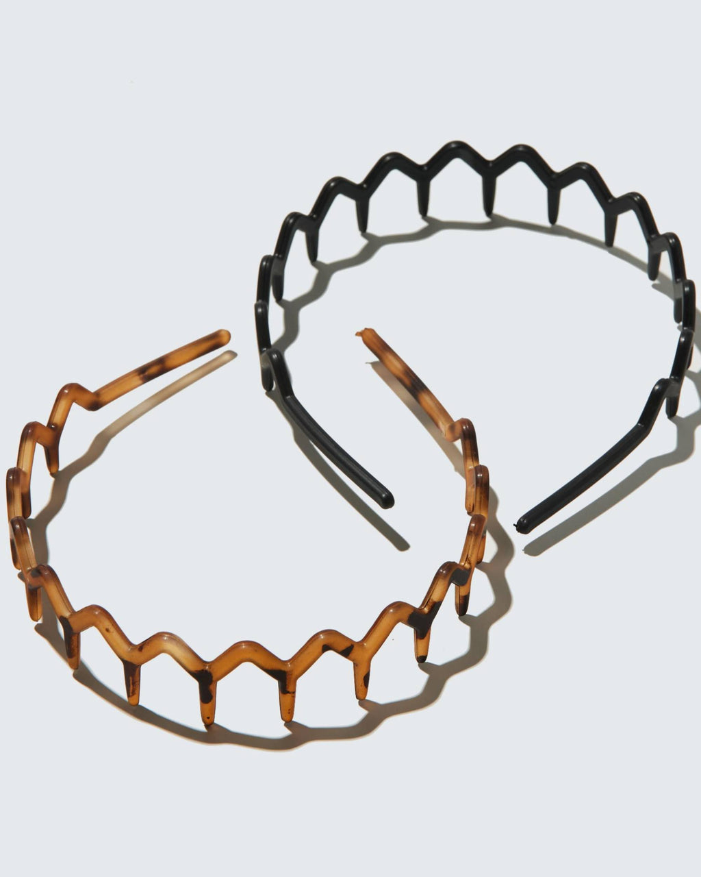 Slim Zig Zag Headband with Teeth, 2-Pack, Amber/Zwart